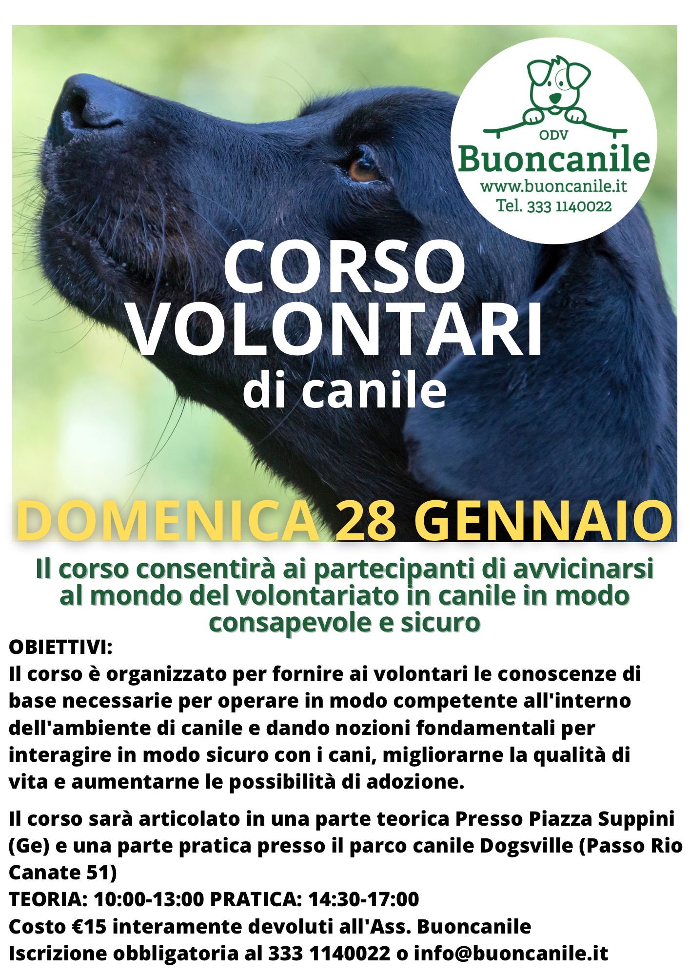 Corso per volontari di canile 28 gennaio